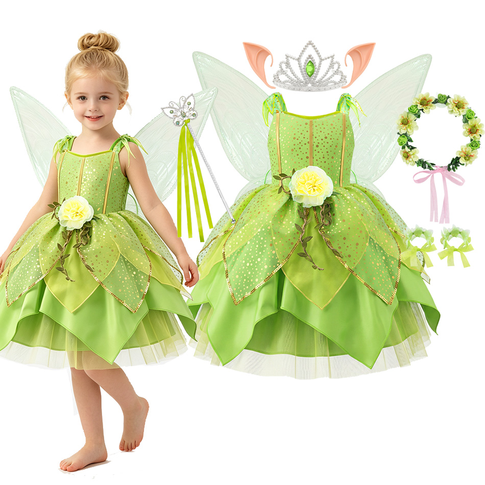 Baby Clothing Europe - Robe de fée verte à fleurs