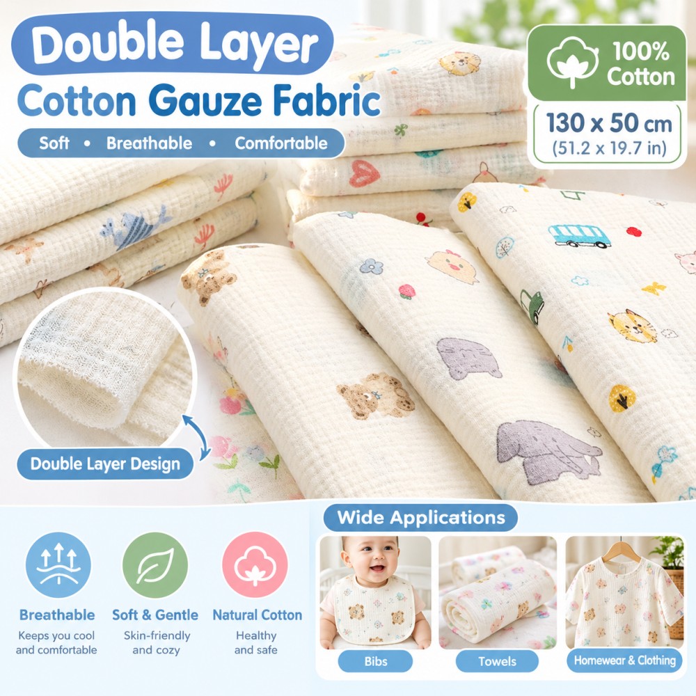 Baby Clothing Layers - Tissu en crêpe imprimé, double épaisseur